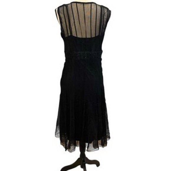 Mixit Black Chiffon Beaded Illusion Midi Cocktail Dress - Picture 2 of 2